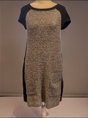 Style & Co. Black and Gray Knit Midi Dress with Sequin Detail